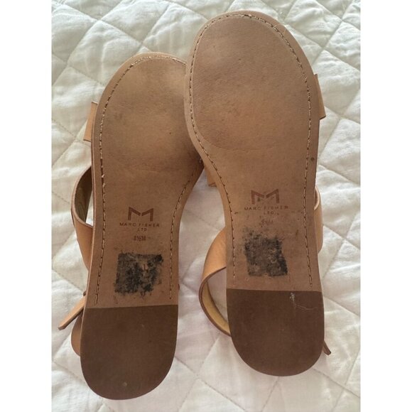 Marc Fisher LTD pava studded flat slide sandal slip-on shoe leather womens burnt - Picture 4 of 7